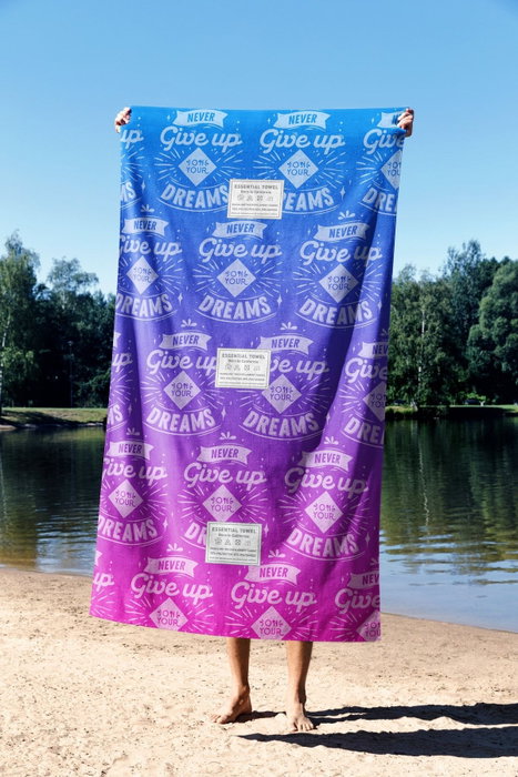 Mijölnir Never Give Up 70 Toalla de Playa Multicolor 70x130 cm, 70% Poliéster 30% Poliamida